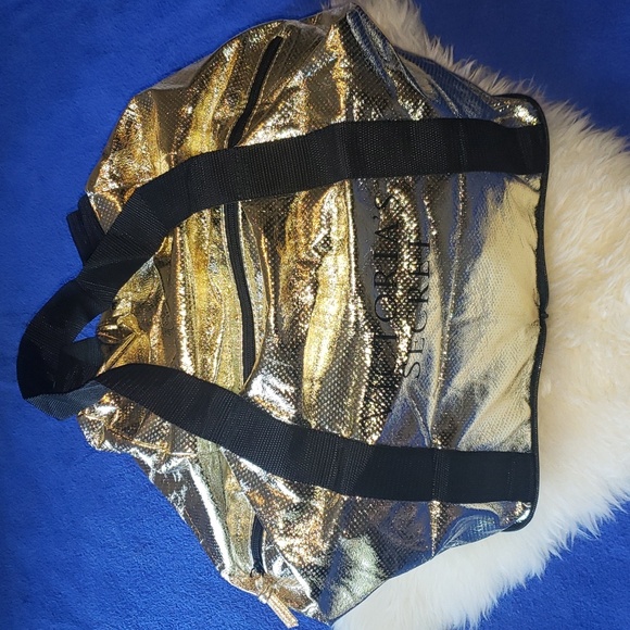 Victorias Secret Gold Packable Zippered Travel Bag NWT - Picture 5 of 13